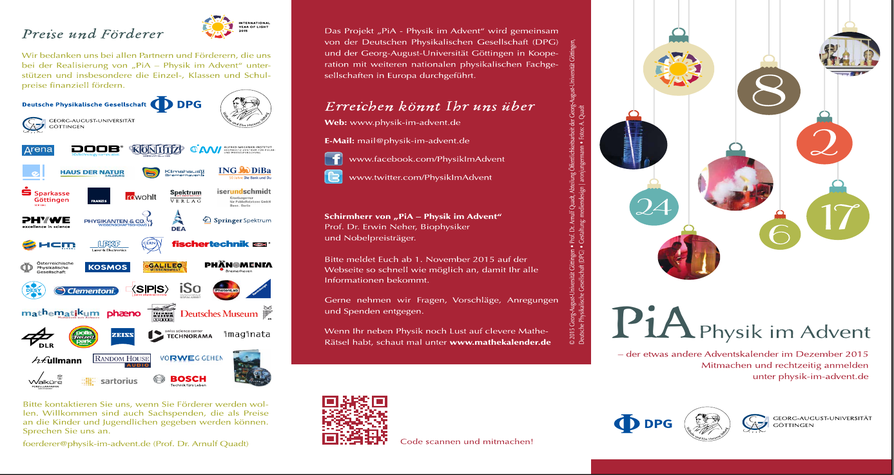 Flyer Physik im Advent 2015